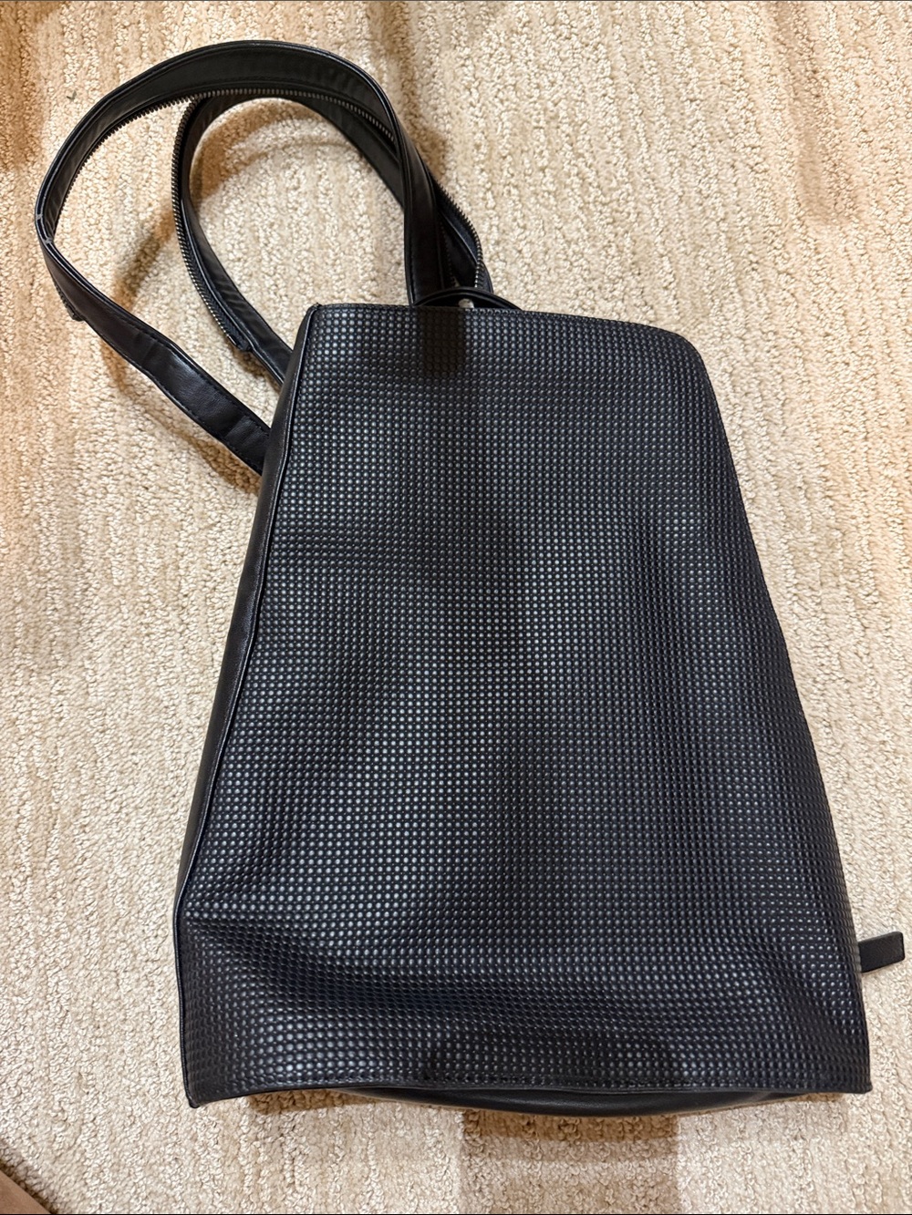 Sarah Pacini Black Textured Leather Backpack